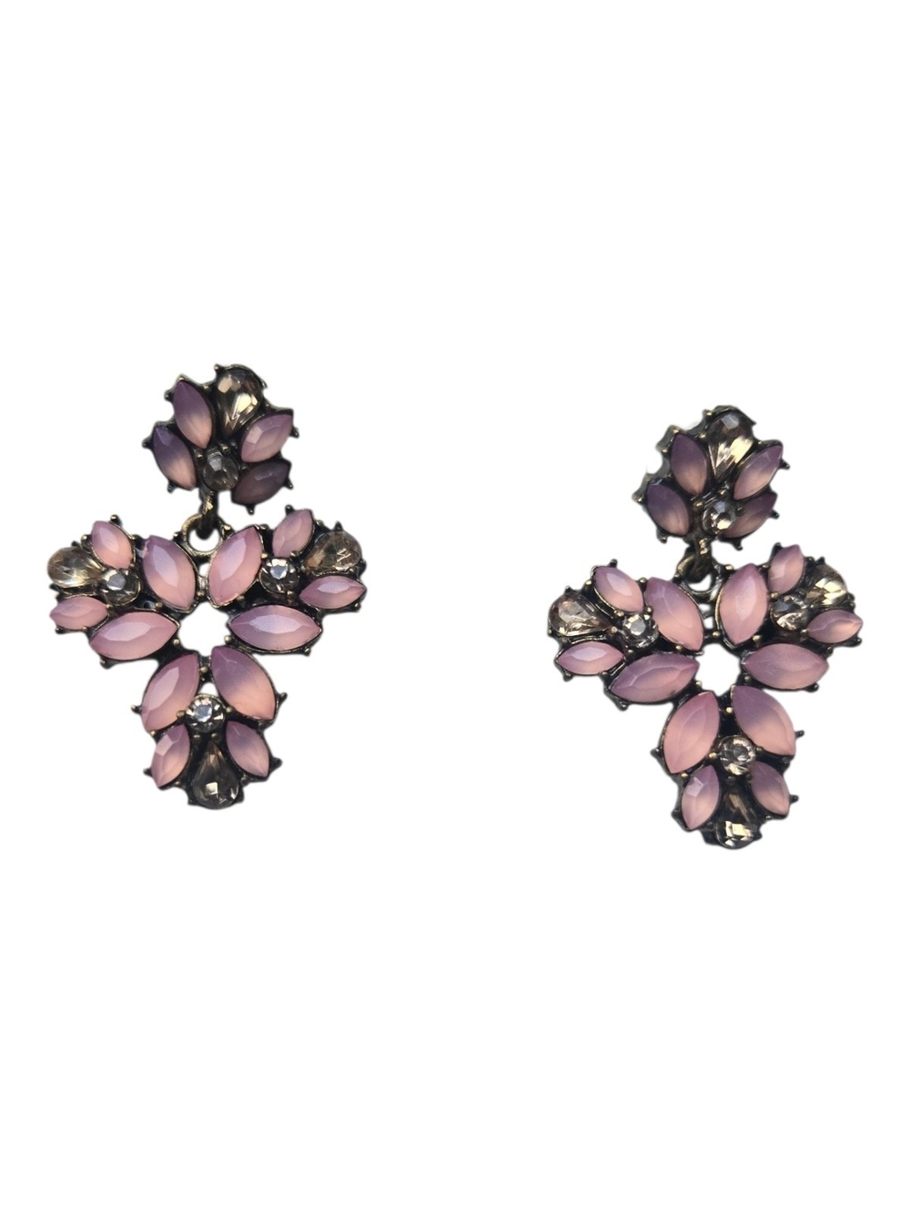 Vintage Y2K Pink Statement Drop Crystal Earrings